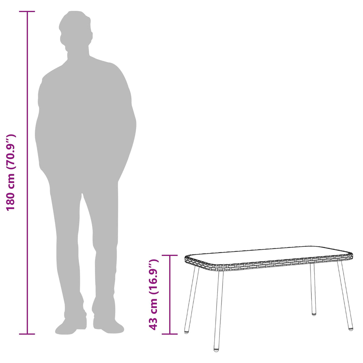 Outdoor Table Poly Rattan Coffee Garden Patio Furniture Brown 90x45cm Black 90 c