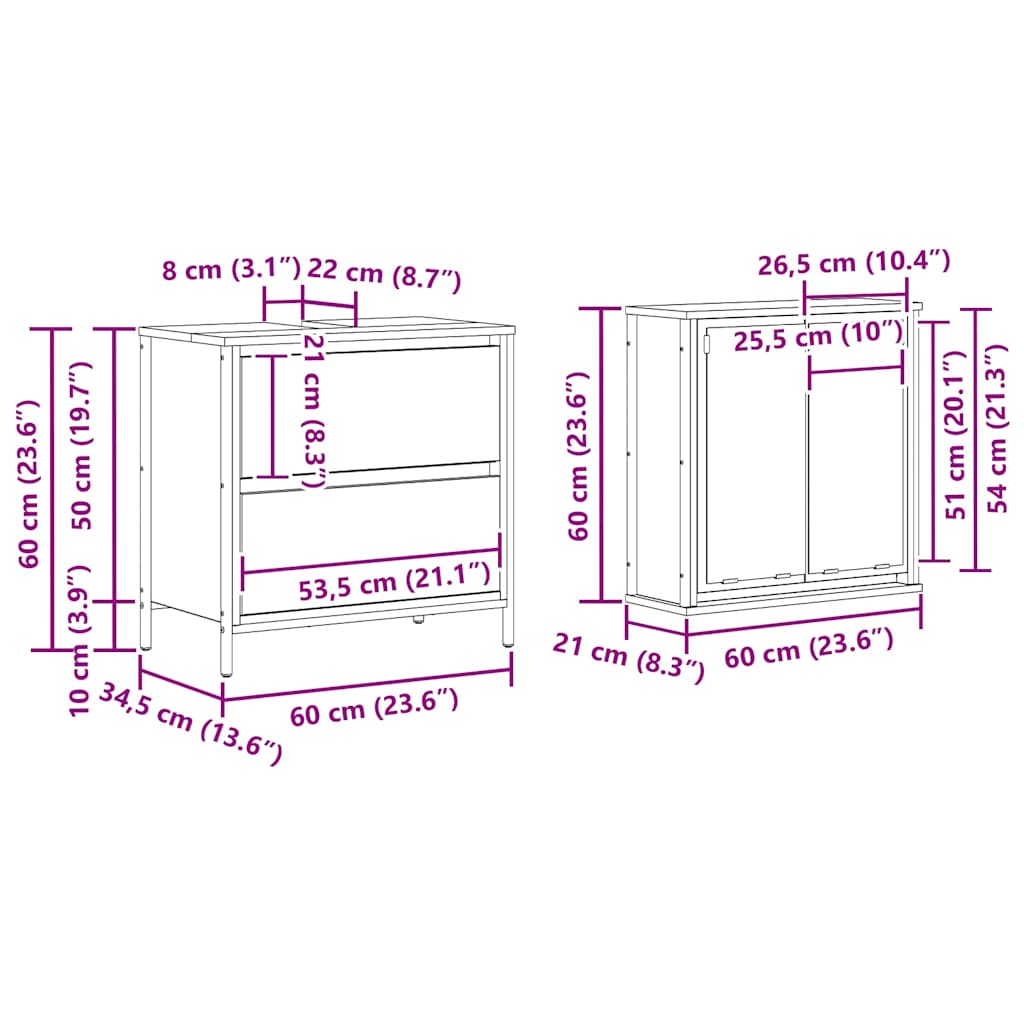 Bathroom Furniture Set 2 Piece Engineered Wood