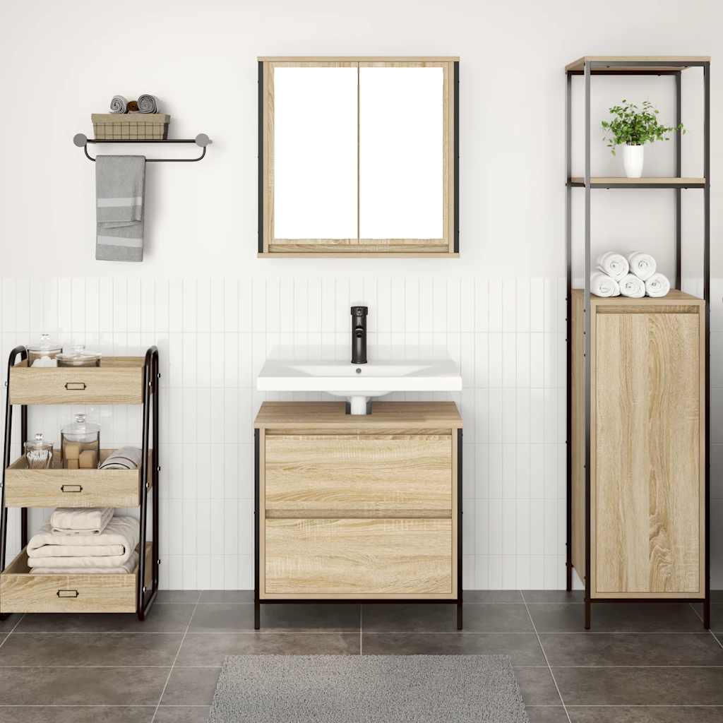 2 Piece Bathroom Furniture Set Engineered Wood