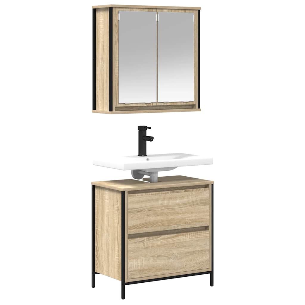 2 Piece Bathroom Furniture Set Engineered Wood