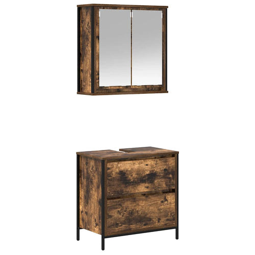 2 Piece Bathroom Furniture Set Engineered Wood