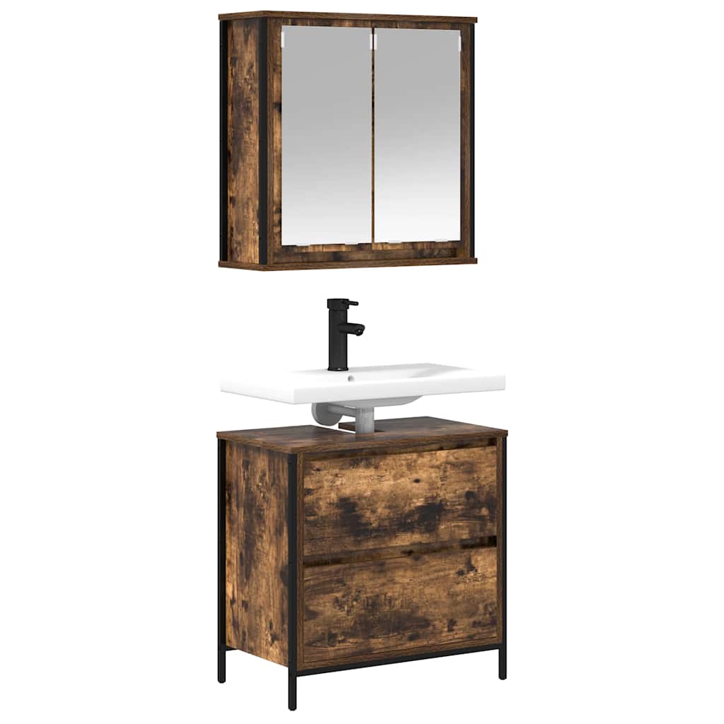 2 Piece Bathroom Furniture Set Engineered Wood