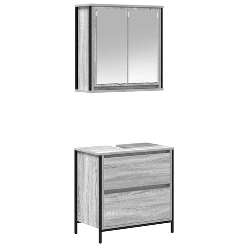2 Piece Bathroom Furniture Set Engineered Wood