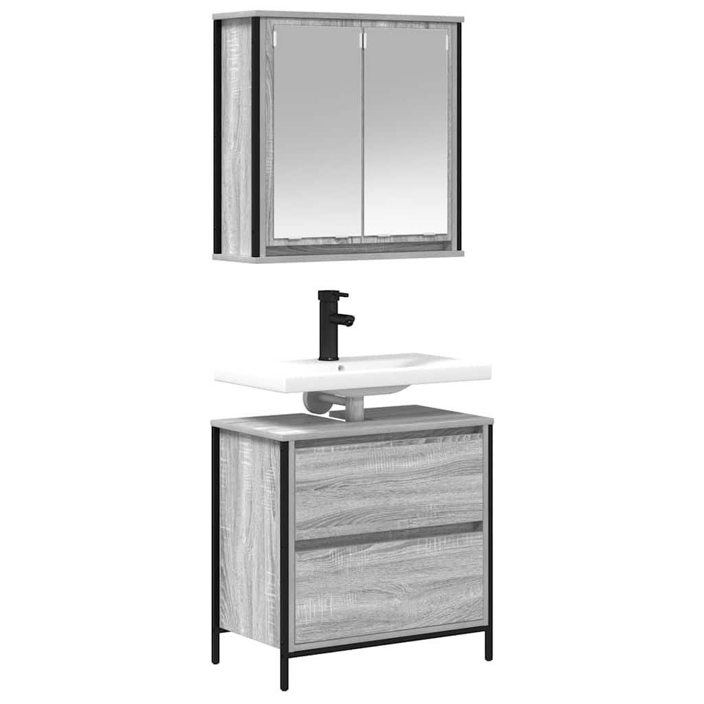 2 Piece Bathroom Furniture Set Engineered Wood