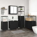 Bathroom Furniture Set Shelf 5 Pcs Black Engineered Wood