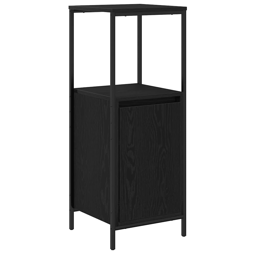 Bathroom Furniture Set Shelf 5 Pcs Black Engineered Wood
