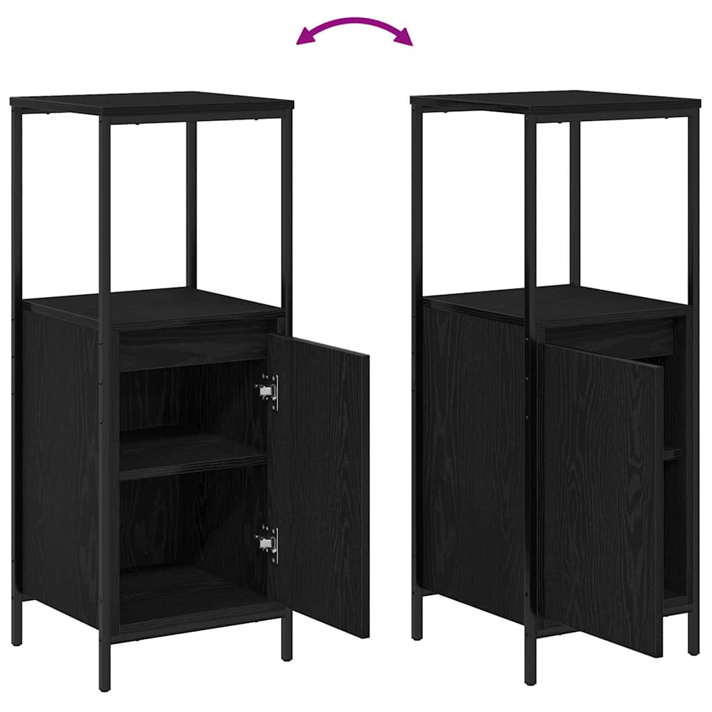 Bathroom Furniture Set Shelf 5 Pcs Black Engineered Wood