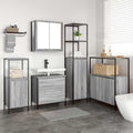 Bathroom Furniture Set With Shelf 5 Pcs Grey Engineered Wood