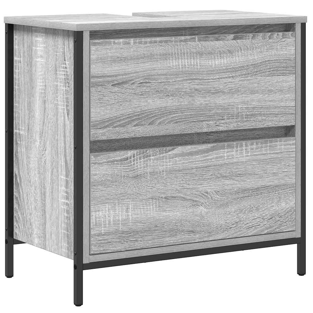 Bathroom Furniture Set With Shelf 5 Pcs Grey Engineered Wood