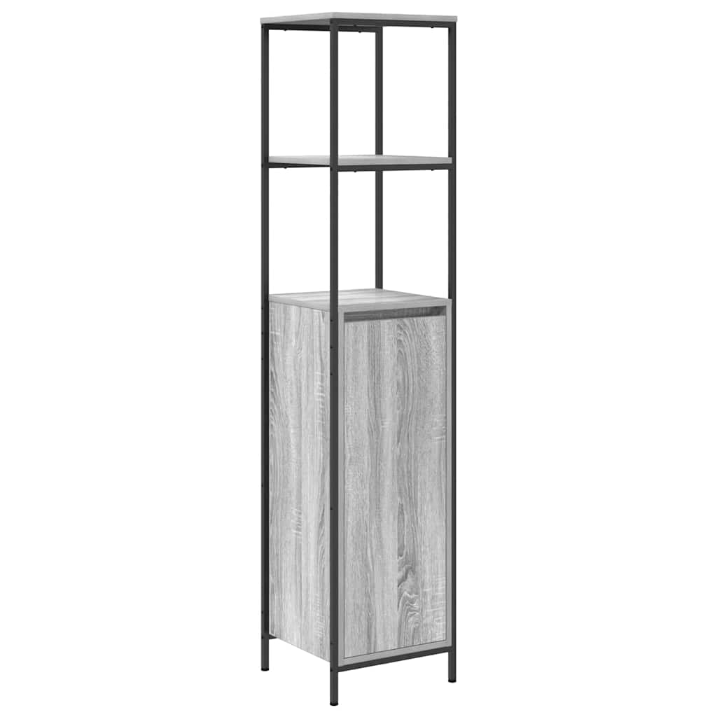 Bathroom Furniture Set With Shelf 5 Pcs Grey Engineered Wood
