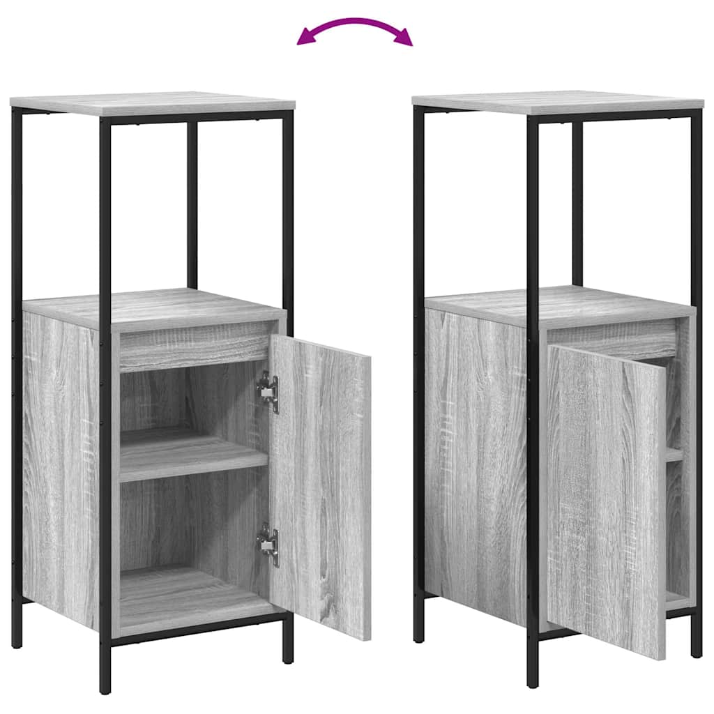 Bathroom Furniture Set With Shelf 5 Pcs Grey Engineered Wood