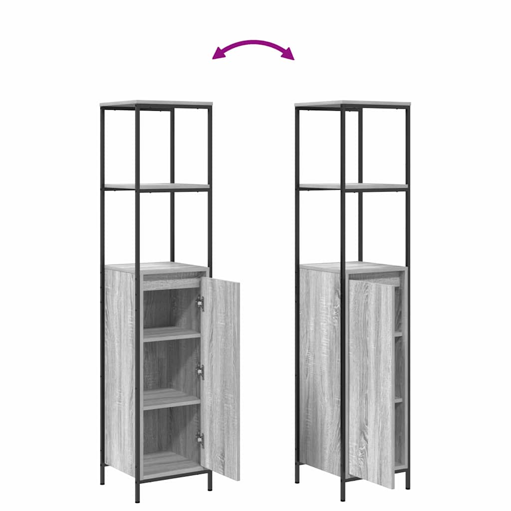 Bathroom Furniture Set With Shelf 5 Pcs Grey Engineered Wood