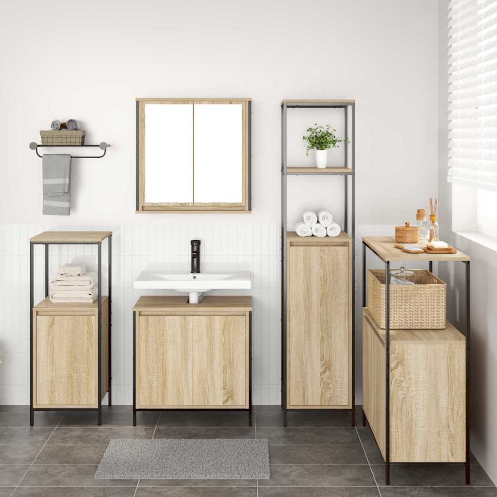 2 Piece Bathroom Furniture Set Engineered Wood