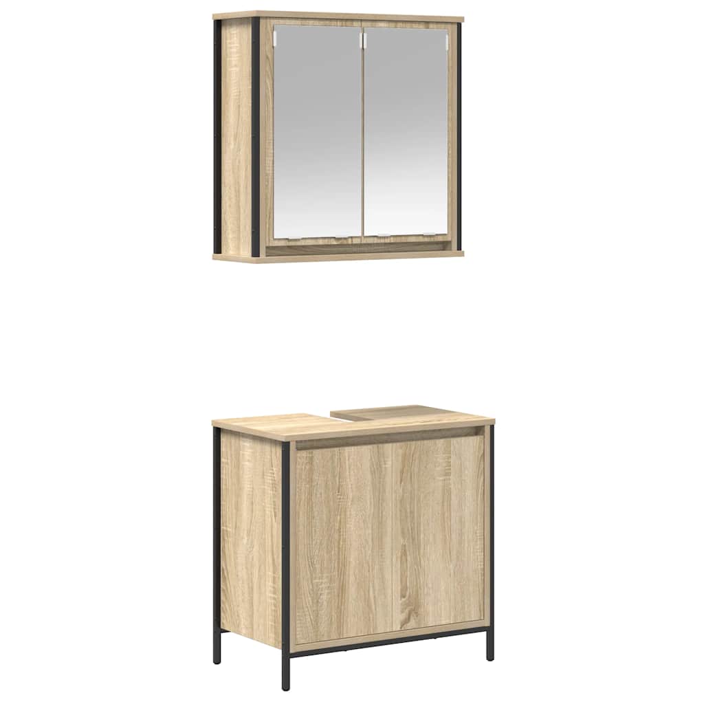 2 Piece Bathroom Furniture Set Engineered Wood