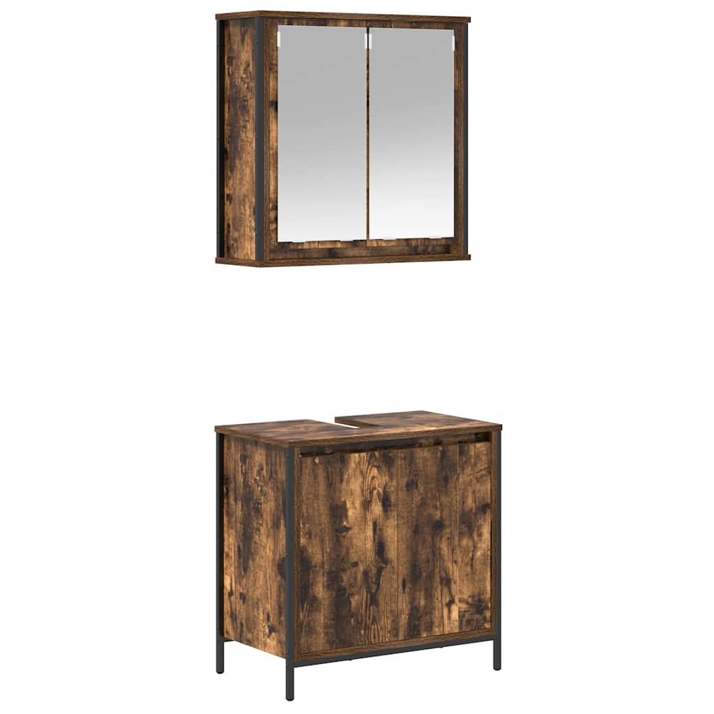 2 Piece Bathroom Furniture Set Engineered Wood