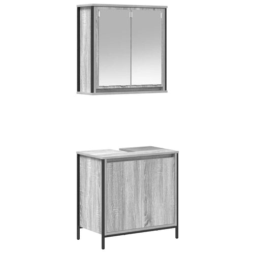 2 Piece Bathroom Furniture Set Engineered Wood