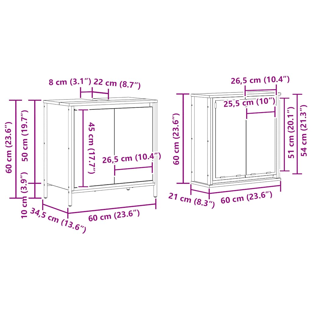 2 Piece Bathroom Furniture Set Engineered Wood