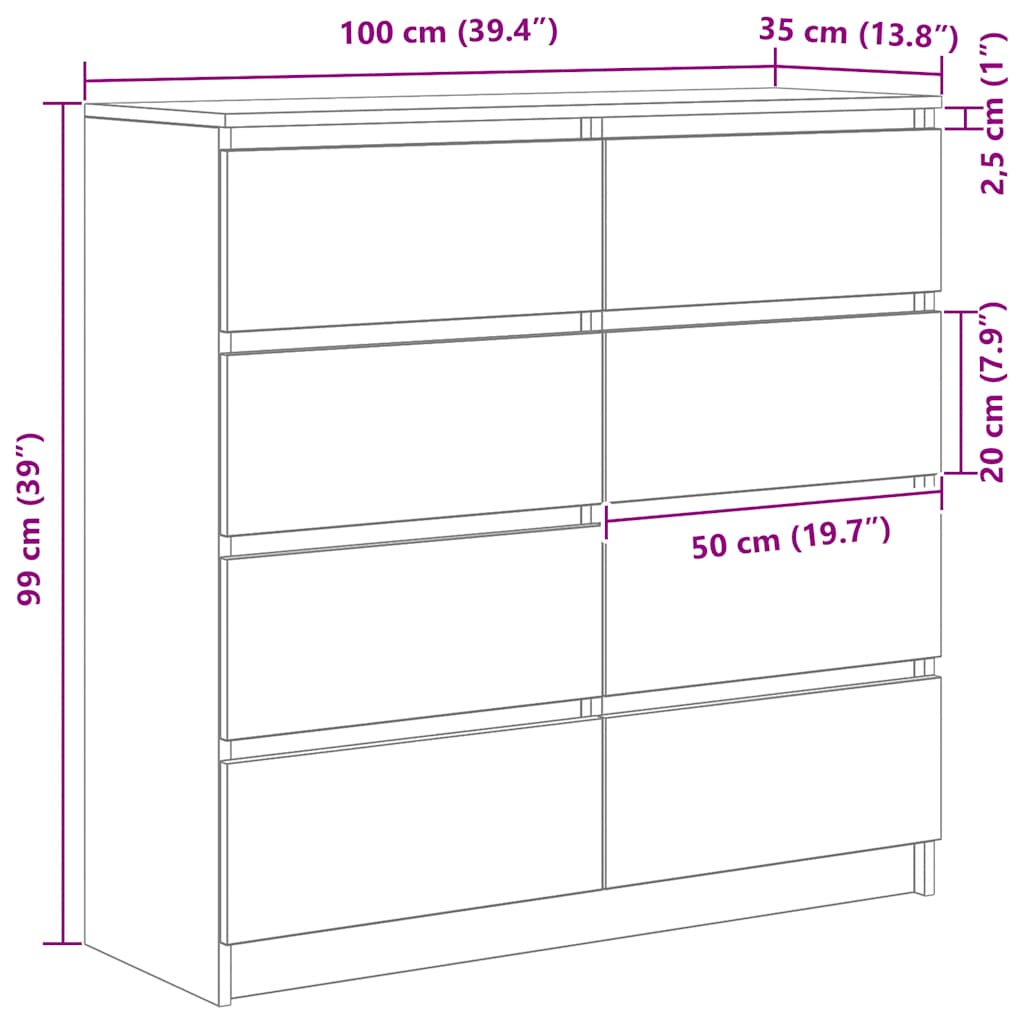 Sideboard 100X35X99 Cm Engineered Wood