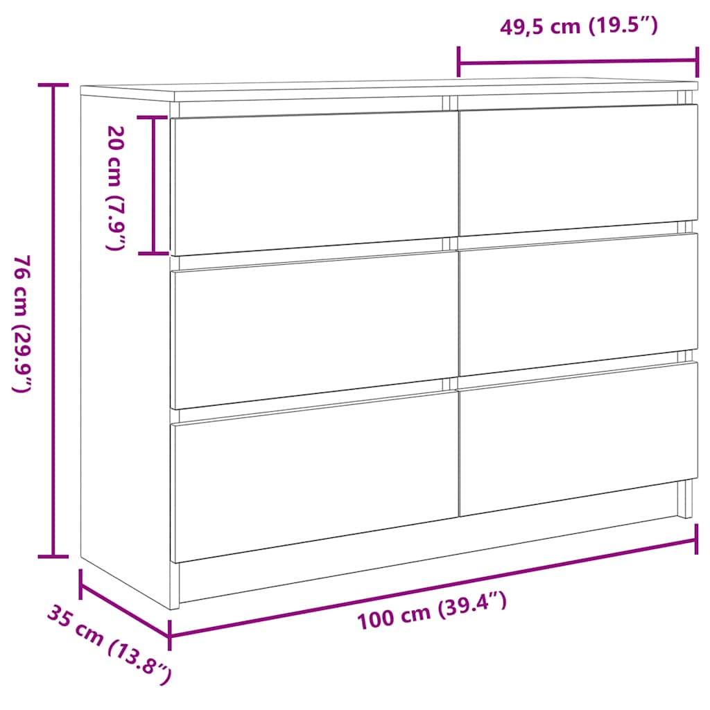 Sideboard 100X35X76 Cm Engineered Wood