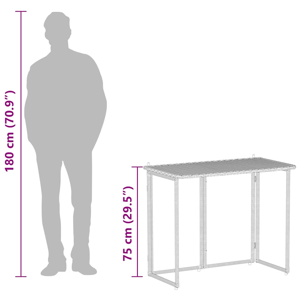 Folding Garden Table 90X51X75 Cm Poly Rattan - Model 4108254