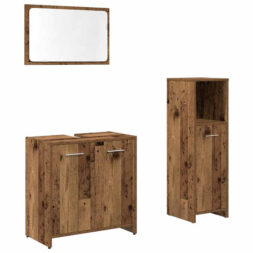 3 Piece Bathroom Furniture Set Engineered Wood