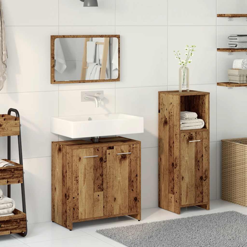 3 Piece Bathroom Furniture Set Engineered Wood