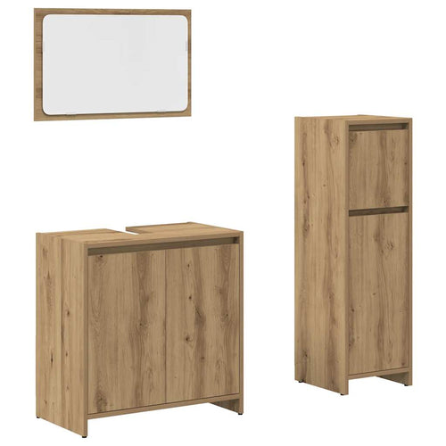 3 Piece Bathroom Furniture Set Engineered Wood