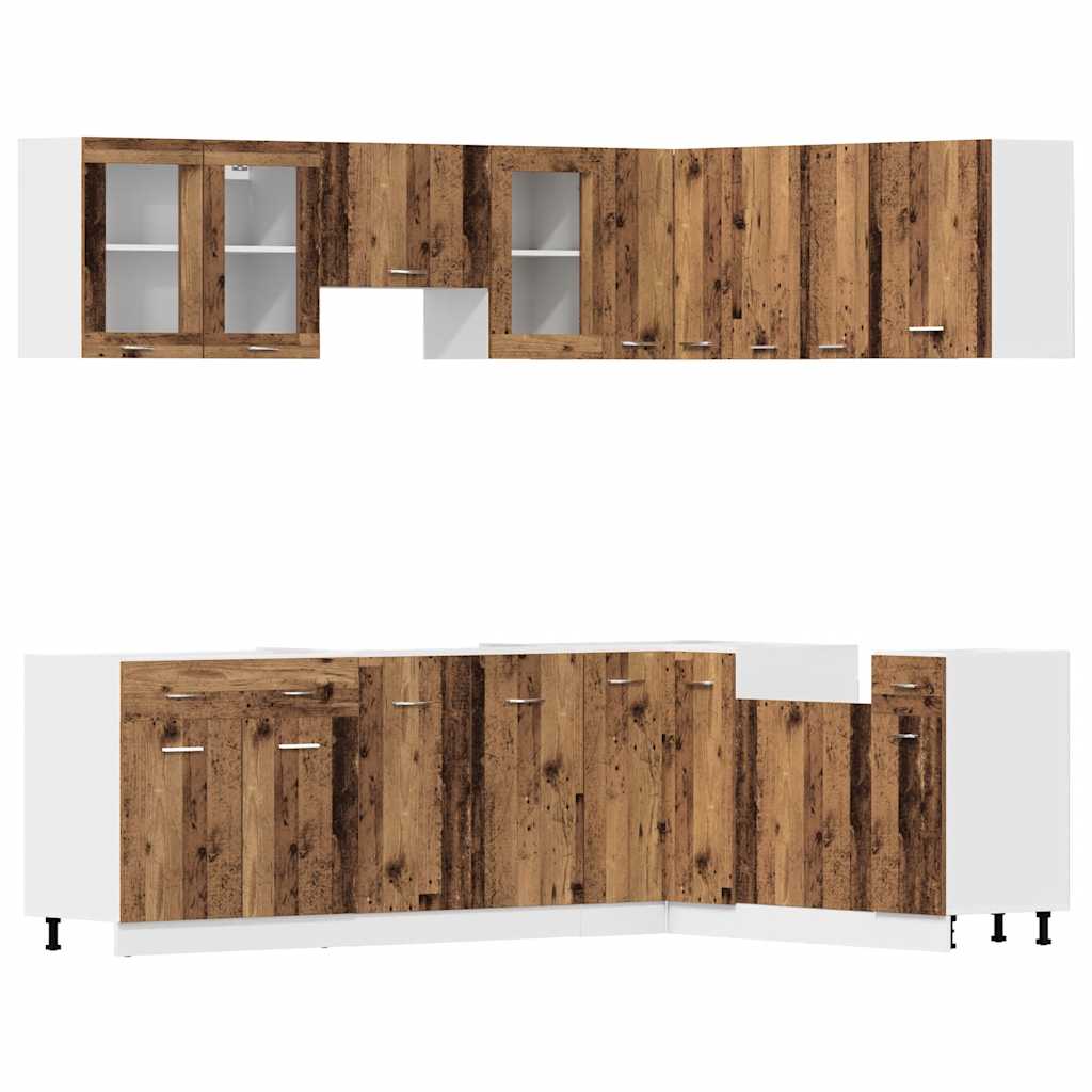 Kitchen Cabinets 11 Piece Cabinet Set Lyon Engineered Wood Artisian Oak Old Wood