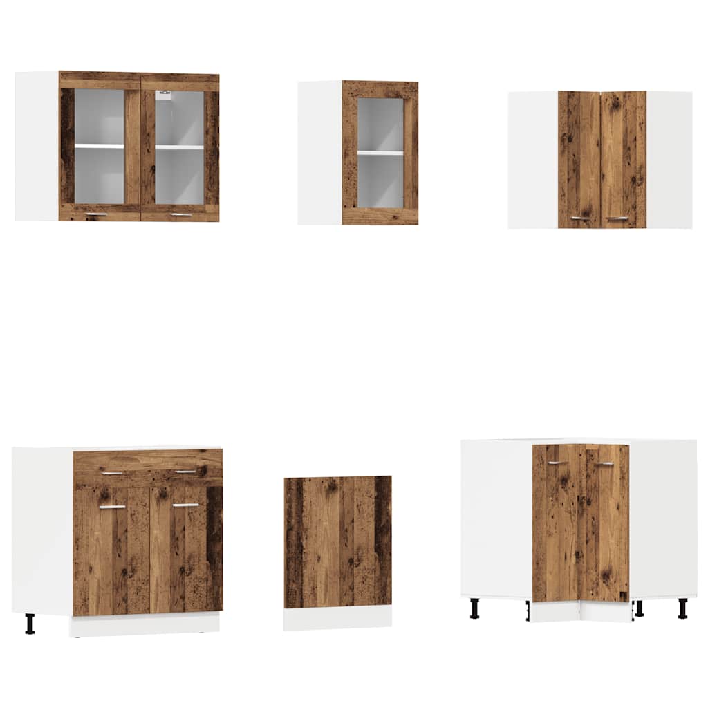 Kitchen Cabinets 11 Piece Cabinet Set Lyon Engineered Wood Artisian Oak Old Wood