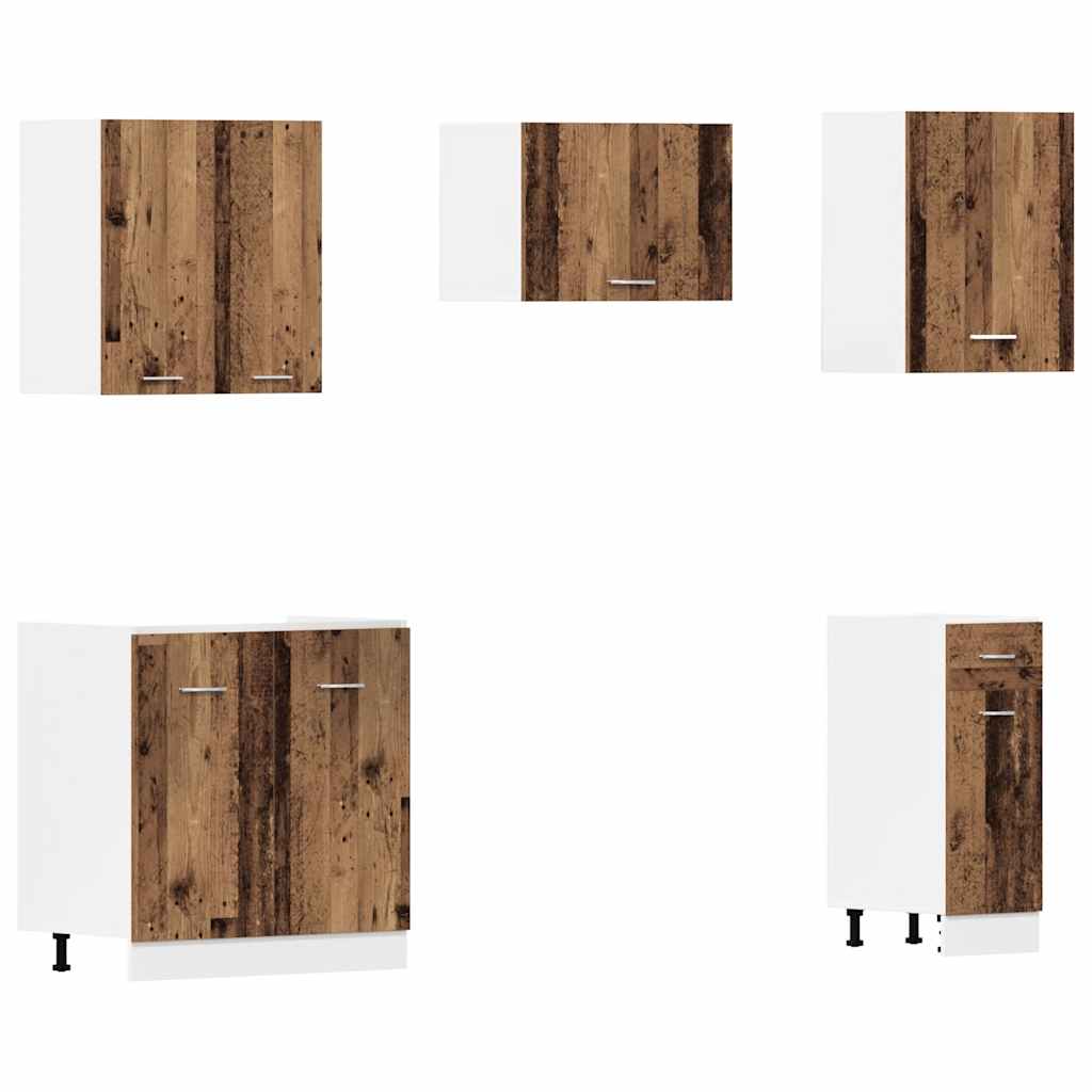 Kitchen Cabinets 11 Piece Cabinet Set Lyon Engineered Wood Artisian Oak Old Wood