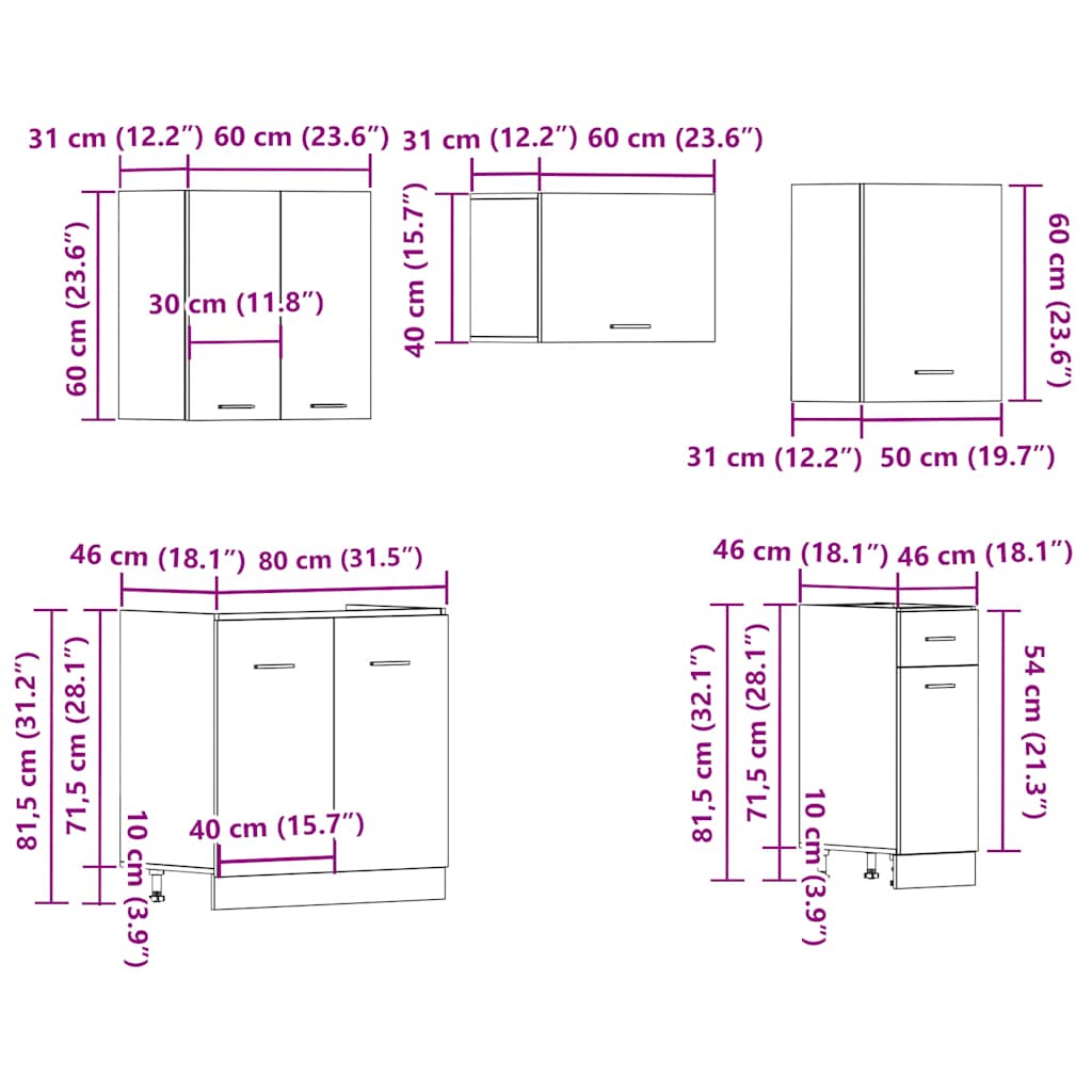 Kitchen Cabinets 11 Piece Cabinet Set Lyon Engineered Wood Artisian Oak Old Wood