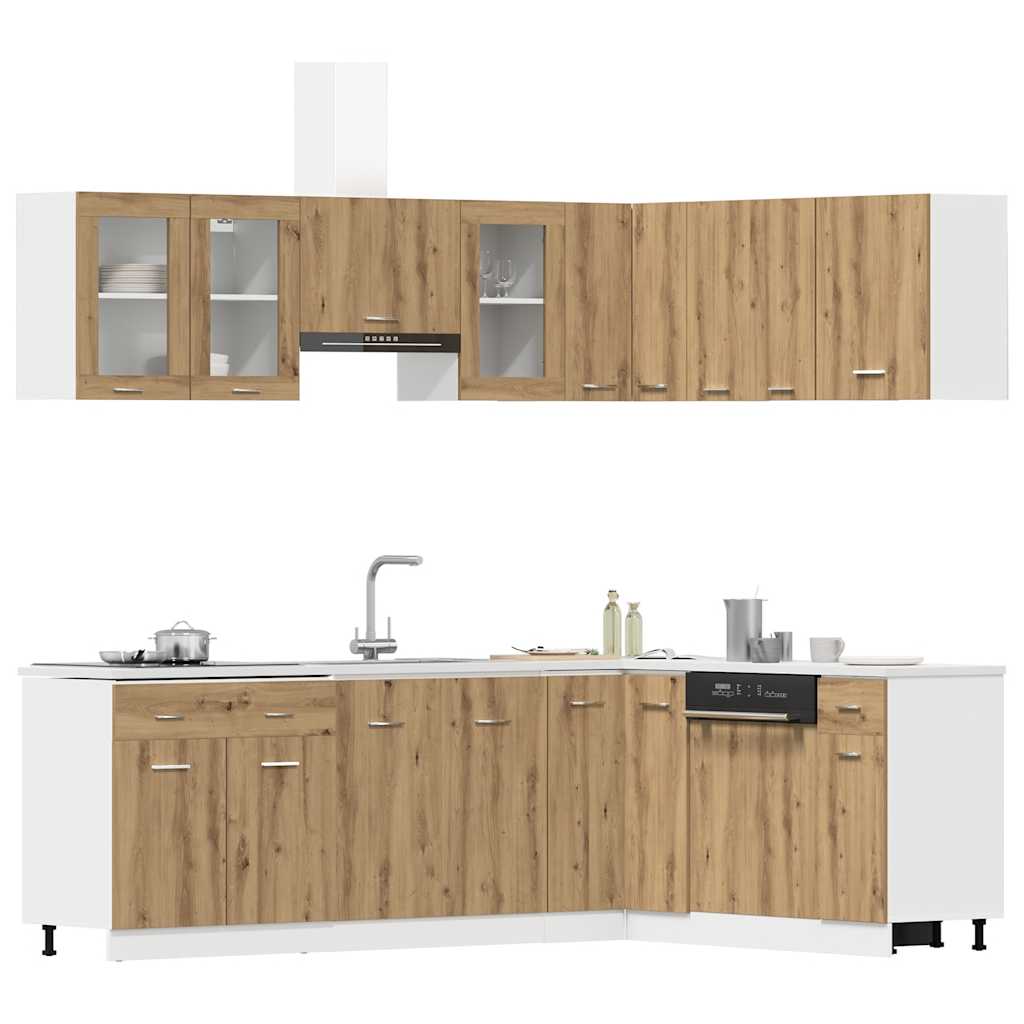 Kitchen Cabinets 11 Piece Cabinet Set Lyon Engineered Wood Artisian Oak Old Wood