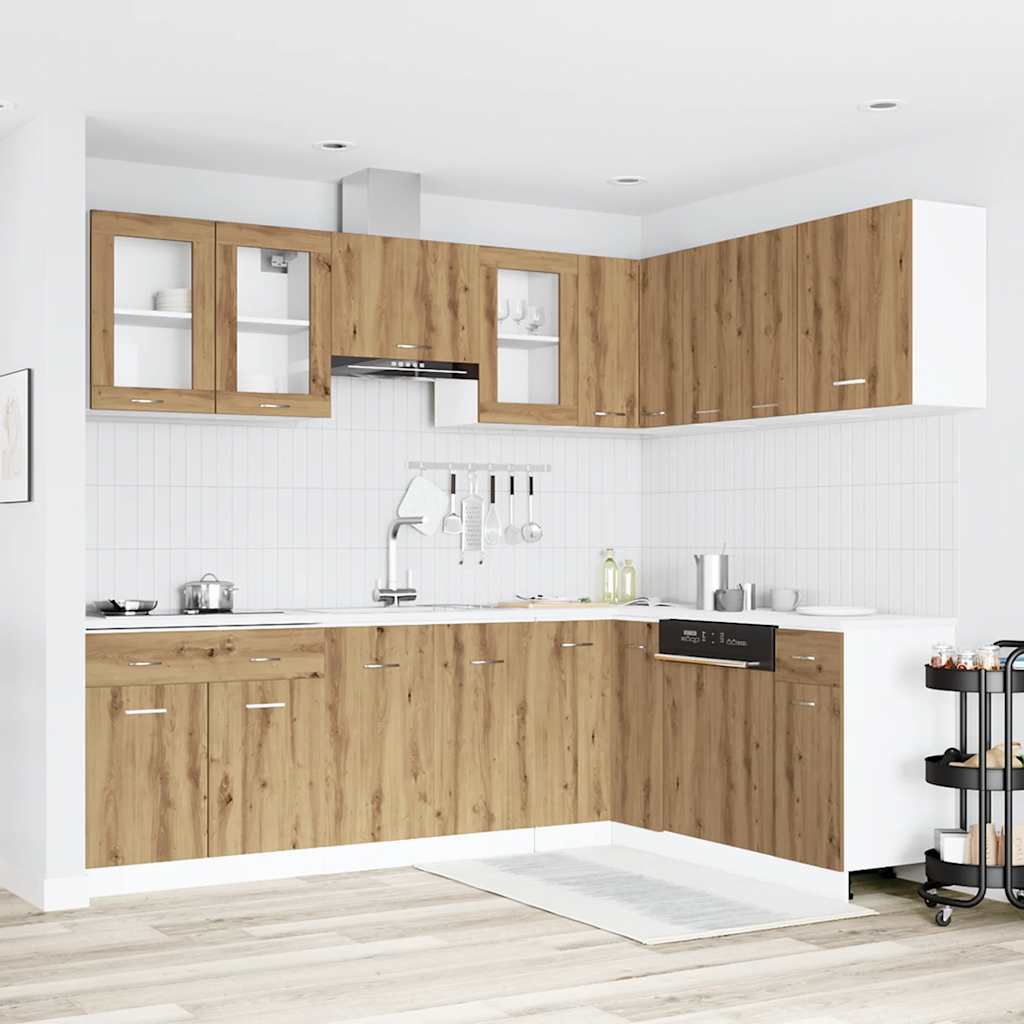 Kitchen Cabinets 11 Piece Cabinet Set Lyon Engineered Wood Artisian Oak Old Wood