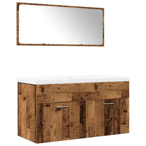 3 Piece Bathroom Furniture Set Engineered Wood