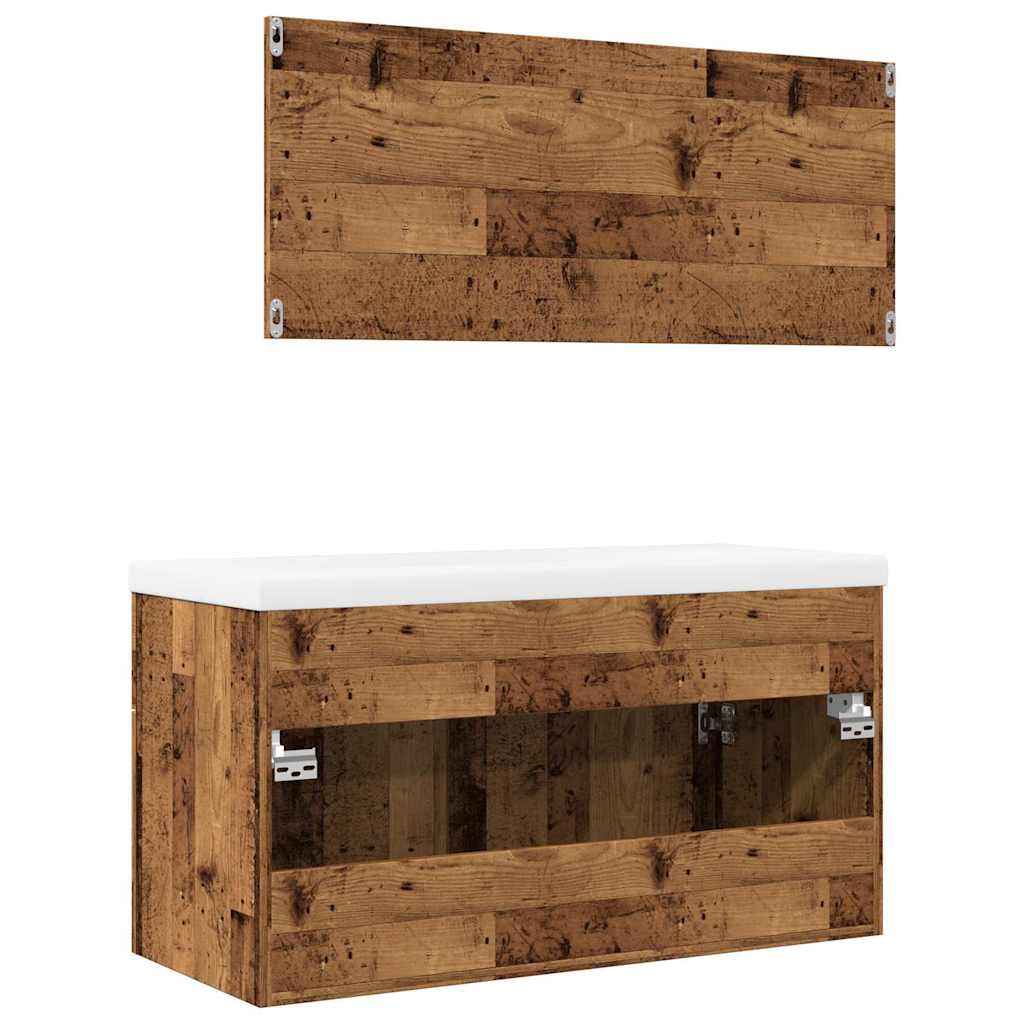 3 Piece Bathroom Furniture Set Engineered Wood
