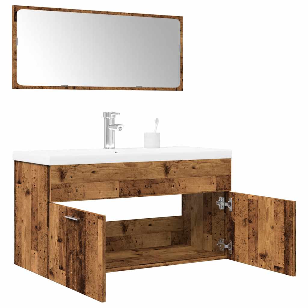 3 Piece Bathroom Furniture Set Engineered Wood
