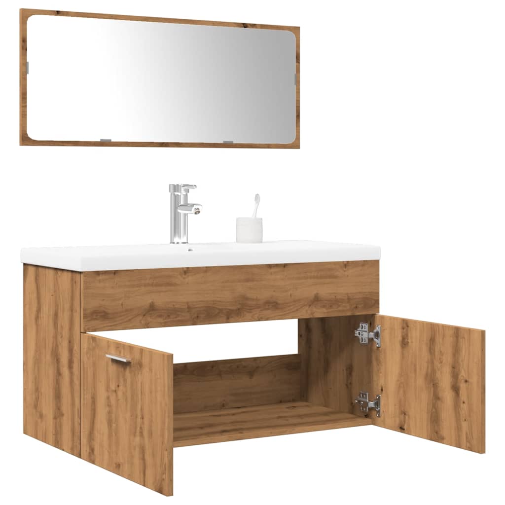 3 Piece Bathroom Furniture Set Engineered Wood