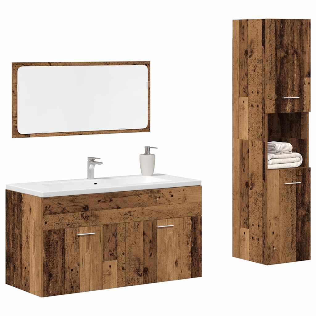 Bathroom Furniture Set 3 Pcs Engineered Wood
