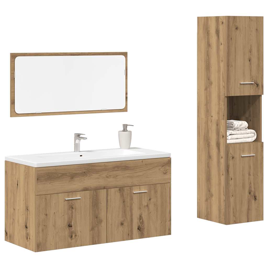 Bathroom Furniture Set 3 Pcs Engineered Wood