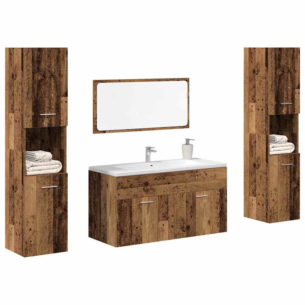 Bathroom Furniture Set 4 Pcs Engineered Wood