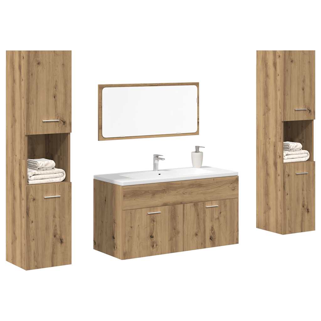 Bathroom Furniture Set 4 Pcs Engineered Wood