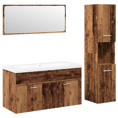 4 Piece Bathroom Furniture Set Engineered Wood