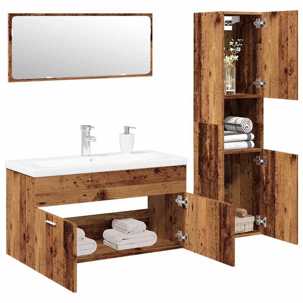 4 Piece Bathroom Furniture Set Engineered Wood