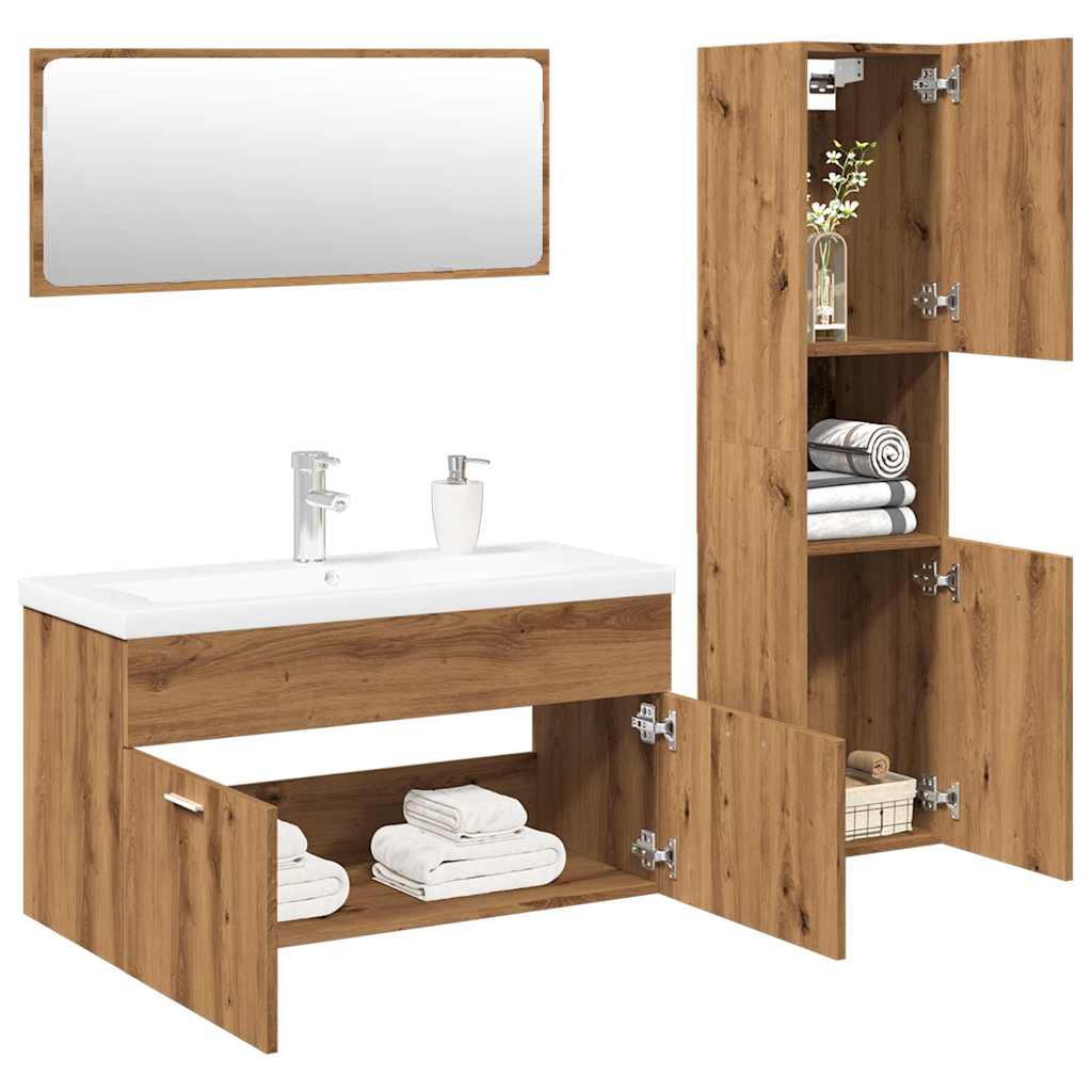 4 Piece Bathroom Furniture Set Engineered Wood