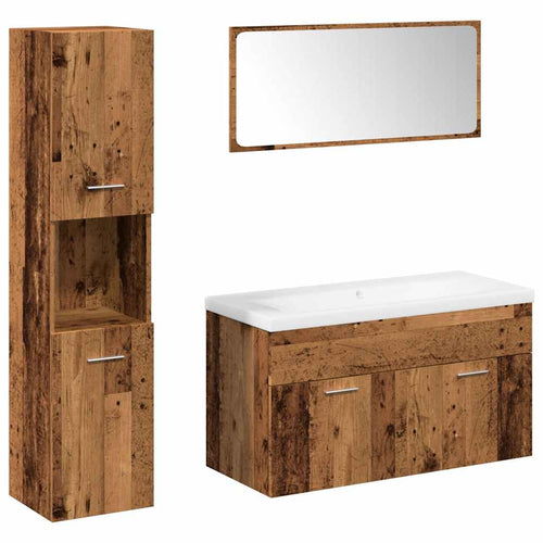 5 Piece Bathroom Furniture Set Engineered Wood