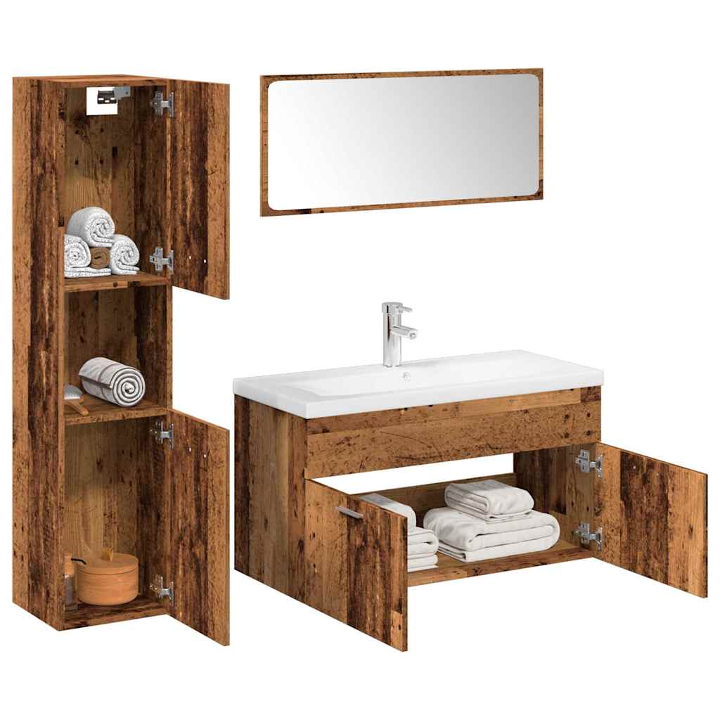 5 Piece Bathroom Furniture Set Engineered Wood
