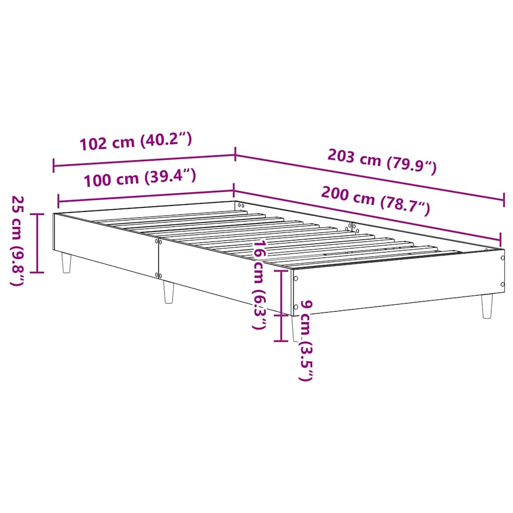Bed Frame No Mattress Engineered Wood