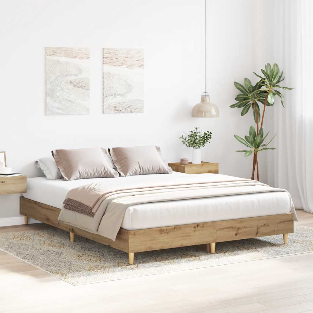 Bed Frame No Mattress Artisan Oak Engineered Wood