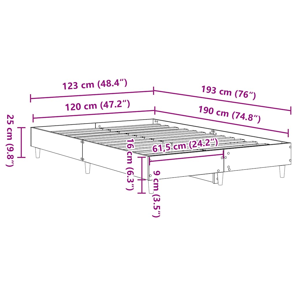 Bed Frame No Mattress Small Double Engineered Wood