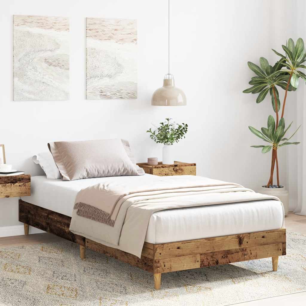 Bed Frame No Mattress Single Engineered Wood